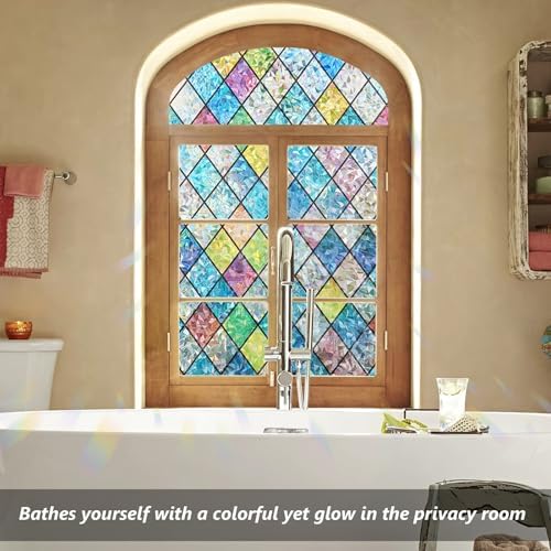 LEMON CLOUD Stained Glass Window Privacy Film Static Cling, 35.4″ x 78.7″ - Image 4