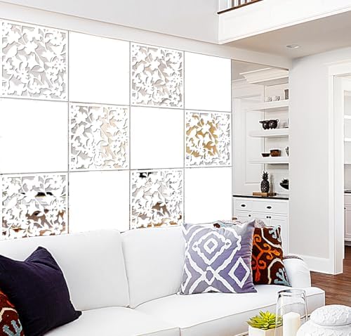 Lchen Hanging Room Divider Panel, 12 Pieces White Screen Panels Solid Board Cut Room Partition Home Decoration(Mixed,15.7"x15.7"x0.03") by LCHEN