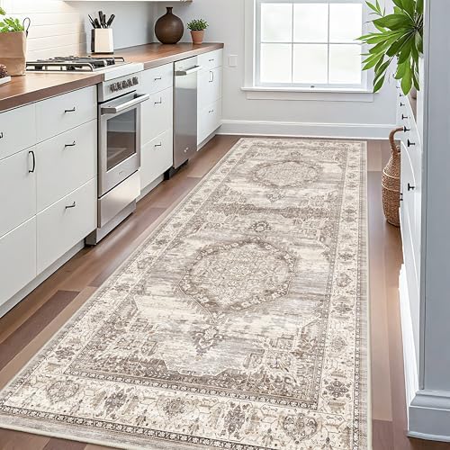 Washable Hallway Runner Rugs 4x10: Soft Ultra Thin Low Pile Carpet Machine Washable Indoor Lightweight Rug Runner Anti Slip Backing Rugs for Living Room Bedroom Kitchen 4'x10' Beige - Image 2