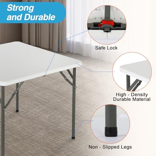 FDW | 34" Folding Table | White | Portable Plastic Table - Image 6