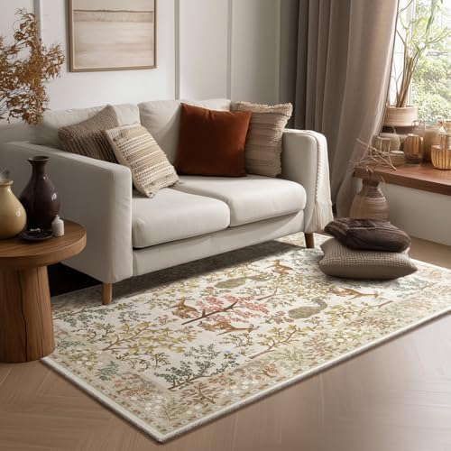 3x5 Small Area Rugs for Entryway: Machine Washable Rug Stain Resistant Non Slip Low Pile Soft Faux Wool Lightweight Entry Rug for Bedroom Living Room Kitchen Laundry Office Bathroom Front Door Indoor by palohom