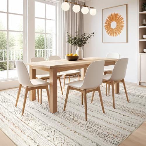 Nakagishi 8x10 Area Rugs Living Room: Washable Boho Large Neutral Soft Farmhouse Rug Stain Resistant Modern Moroccan Non-Slip Indoor Carpet for Bedroom Nursery Kids Playroom Office Dining Room - Image 7