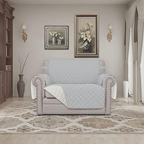 Easy-Going Reversible Couch Cover, Oversized Chair, Light Gray/Ivory - Image 2