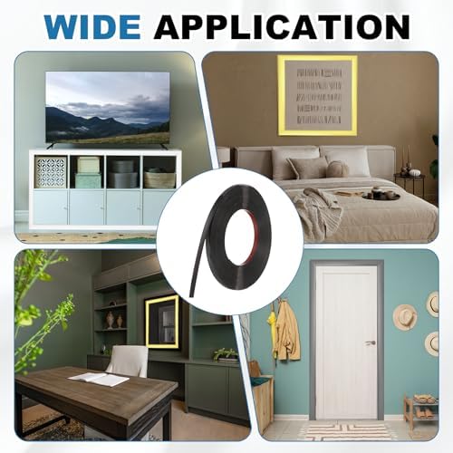 uxcell Black Peel and Stick Molding Trim, 0.4 Inch x 39.4 ft Self-Adhesive Mirror Tape, Flexible PVC Border Strip for Wall Decoration Tile Edge Ceiling Floor Frame Furniture Decoration - Image 7