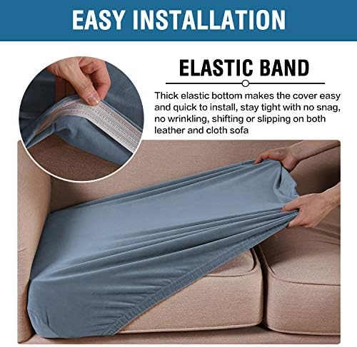 H.VERSAILTEX Velvet Stretch Couch Cushion Cover Plush Cushion Slipcover for Chair Cushion Furniture Protector Seat Cushion Sofa Cover (1 Piece Armchair Cushion Covers, Stone Blue) - Image 4