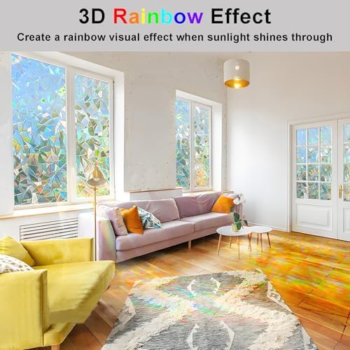 Window Privacy Film Stained Glass Rainbow 35.4 x 78.7 inches - Image 2