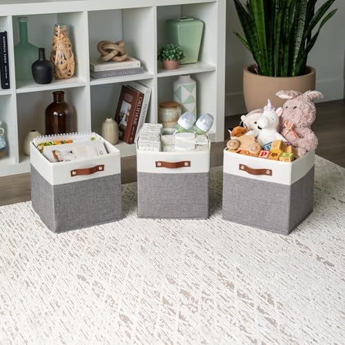 OrganiHaus 11x11 Cube Storage Bins, Set of 4 - Fabric Storage Cubes - Image 4