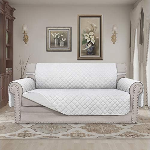 Easy-Going Reversible Couch Cover, 2 Cushion Sofa, White/White - Image 2