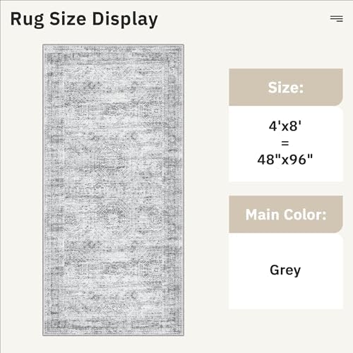 Soalmost Washable Hallway Runner Rug 4x8 Kitchen Entry Rugs Non-Slip, Grey - Image 5