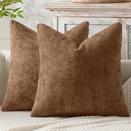 MIULEE Decorative Couch Throw Pillow Covers 18x18 in Golden Brown 2 Pack by MIULEE