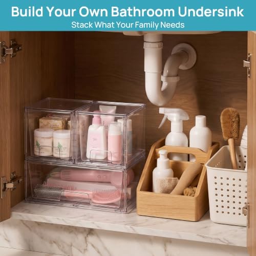 Vtopmart Clear Stackable Storage Drawers, 6 Pack Large Organizer Set - Image 2