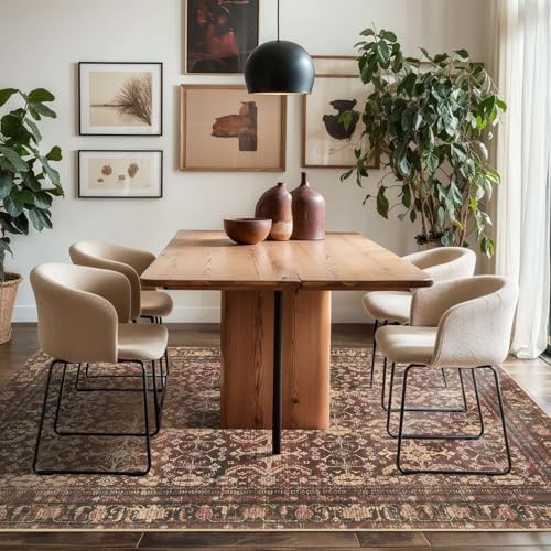 Rugxara Red Area Rugs 5x7 Washable Oriental Rug for Living Room Bedroom - Image 3