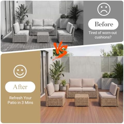 8Pcs Patio Cushion Covers Stretch Outdoor Furniture Protector Slipcovers - Image 5