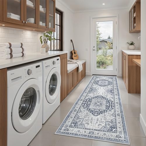 Madane Washable Runner Rug 2x6 Runners for Hallways Non Slip, Navy/White - Image 3