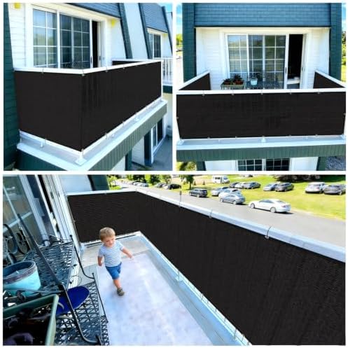 COOLBOYS Customized 2.5'x22' Black Balcony Privacy Screen Fence Cover - Image 6