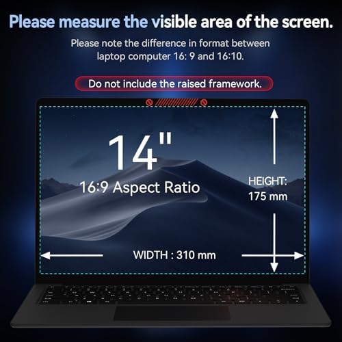 360° Laptop Privacy Screen 14 Inch for 16:9 Computer, 14" Monitor 4 Way Privacy Anti Glare Protector Blue Light Filter Shield Film Compatible with Lenovo/Hp/Dell/Acer/Asus/Thinkpad/Envy/Toshiba - Image 3