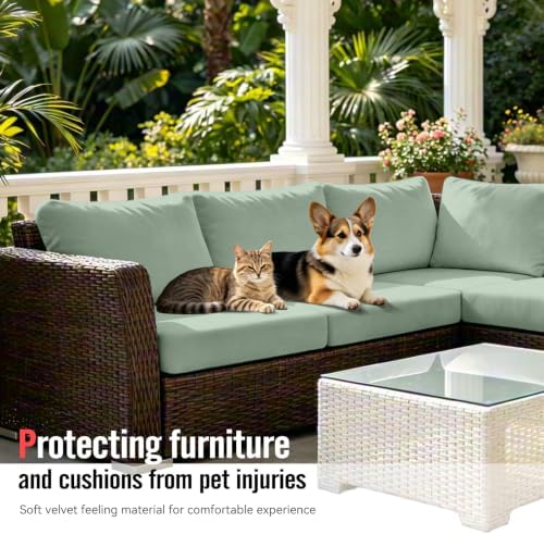 8Pcs Outdoor Cushion Covers, Stretch Patio Furniture Couch Chair Slipcovers - Image 4