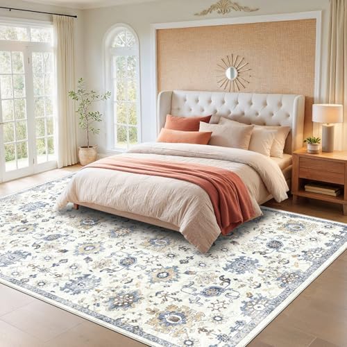 AMADA HOMEFURNISHING 5x7 Area Rugs, Washable Living Room Rug Low-Profile with Non-Slip Backing & Durable Edge Binding, Vintage 5x7 Rugs for Living Room, Bedroom, Dining Room - Image 3
