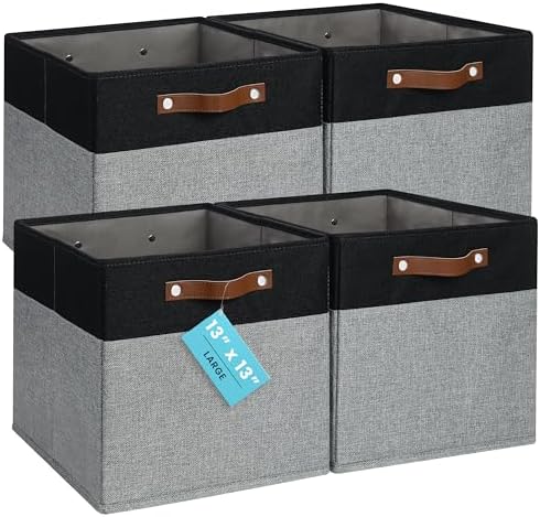 OrganiHaus 13x13 Cube Storage Bins, Set of 4 - Fabric Storage Cubes by OrganiHaus