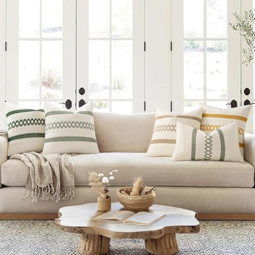 MIULEE Set of 2 Sage Green Boho Decorative Lumbar Pillow Covers 12x24 Inch - Image 3