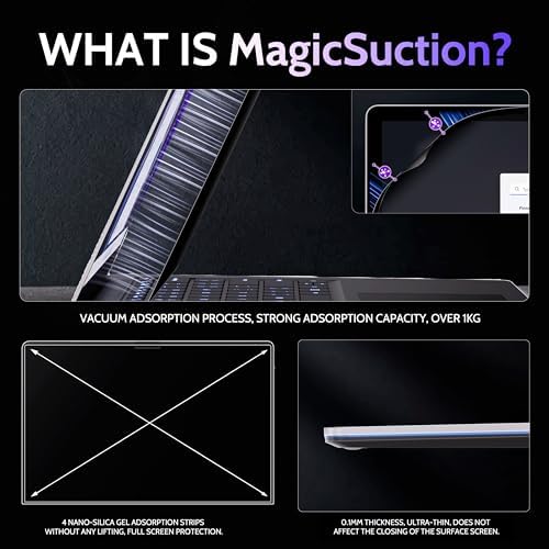 Peslv Privacy Screen for 15 Inch Surface Laptop 6/5/4/3/2/1, MagicSuction™ Removable Anti Spy Black Protector, Glare Blue Light Filter for Microsoft Laptop Computer Monitor - Image 3