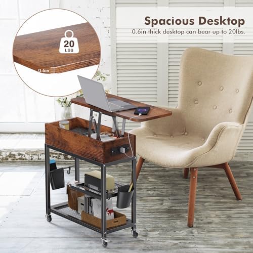 Colima Lift-Top Side Table with Charging Station, USB Ports & AC Outlets - Image 7