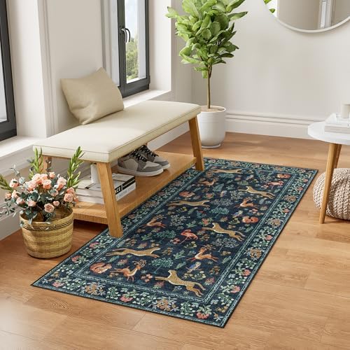 DUKINO 2x4 Rug for Entryway, Animal Washable Rug for Kitchen, Navy Blue - Image 3