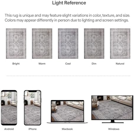 ReaLife Rugs Machine Washable Area Rug - Living Room Bedroom Bathroom Kitchen Entryway Office - Padded Low Pile Stain Resistant Premium - Boho Farmhouse Vintage - Paz - Beige Gray Ivory 5' x 7' - Image 6