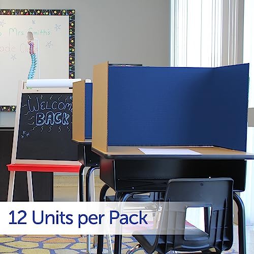 Flipside Products 18”x 48” Blue Study Carrel, Privacy Boards, Student Privacy and Focus Booth for The Classroom, Desk Divider Cubby for Tests, Made in USA - 12 Pack - Image 2