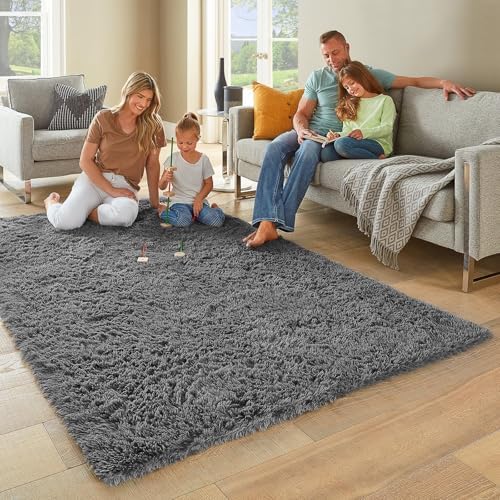 Ophanie 5x7 Area Rugs for Living Room Grey, Fluffy Shag Large Fuzzy Plush Soft Rug, Gray Shaggy Floor Big Carpets for Bedroom Nursery, Kids Home Decor Aesthetic with Over 99 pcs Pile fibers - Image 5