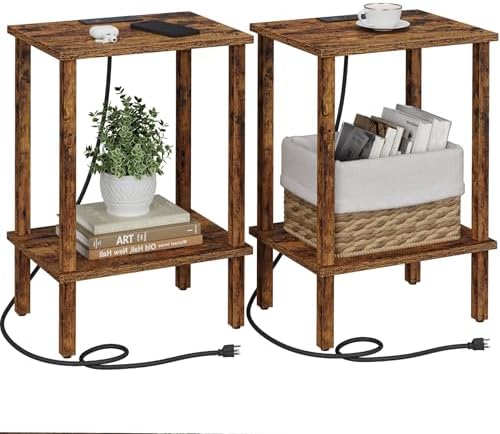 TUTOTAK End Table with Charging Station, Side Table Set of 2, Nightstand by ChoosetutotakFurnitureBuildYourCozyHome