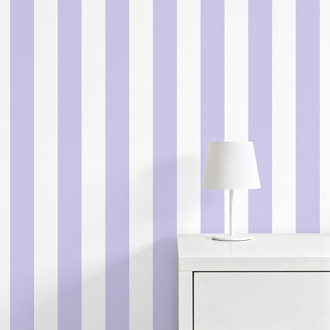 Purple and White Striped Wallpaper Peel and Stick Wallpaper Self-Adhesive Removable Waterproof Wall Paper for Walls Modern Vinyl Film 17.3”x1200” by Qianglive
