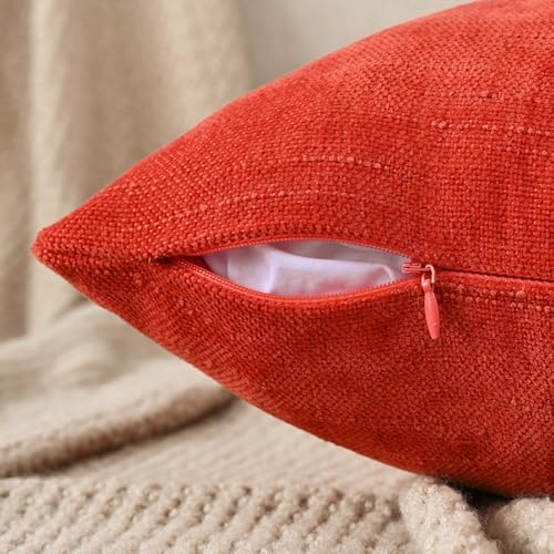 Set of 4 Soft Textured Decorative Throw Pillow Covers 24x24 Inch Cozy Farmhouse Cushion Cover Square Accent Pillow Cases for Bed Couch Sofa Living Room, Red - Image 3