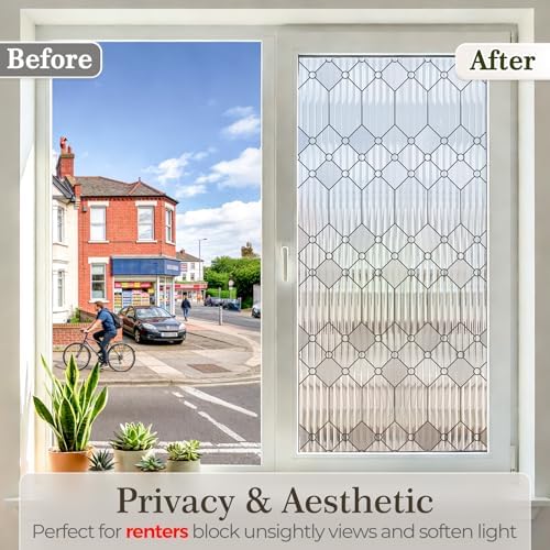 Sunbaby Reeded Glass Window Privacy Film, Static Cling 35.4"x157.4" - Image 3