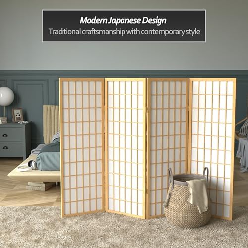 4 ft. Short Window Pane Shoji Screen - Natural - 4 Panels - Image 2