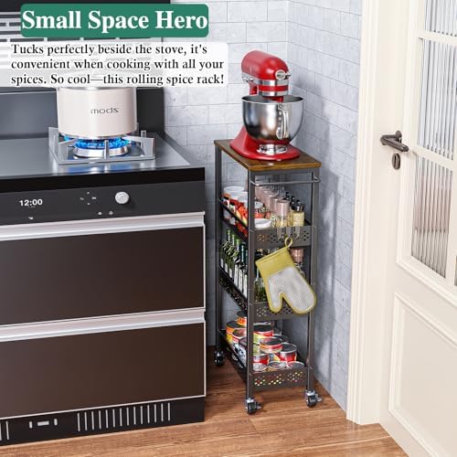 OKZEST 4-Tier Slim Rolling Storage Cart for Bathroom, Laundry Room, Kitchen - Image 3