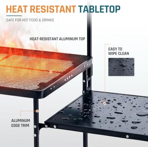 DMH OUTDOORS Folding Camping Kitchen Station Portable Outdoor Grill Table - Image 3