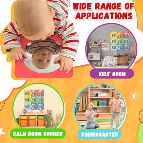 Geiserailie 9 Pcs Sensory Wall Bubble Mirrors, 6 x 6 Inch, CPC Certified - Image 6