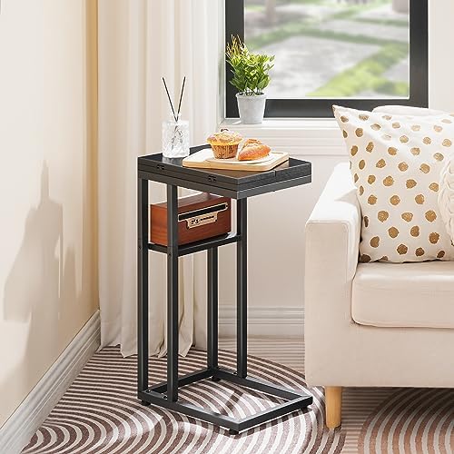 HOOBRO Foldable C Shaped End Table, C Shaped Side Table with Storage Shelf, Slide Under Couch Table for Sofa, Small Spaces, for Living Room, Bedroom, Easy Assembly, Black BK29SF01 - Image 5