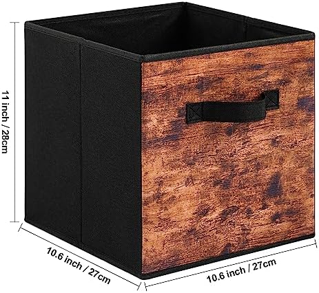 Stero Fabric Storage Cubes, 3 Pack Foldable Storage Bins with Handle, 11 Inch Storage Baskets Box for Shelves, Closet, Organizer, Rustic Brown and Black - Image 2