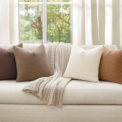 MIULEE Fall Decorative Throw Pillow Covers 20x20 Inch Set of 4 Brown - Image 4
