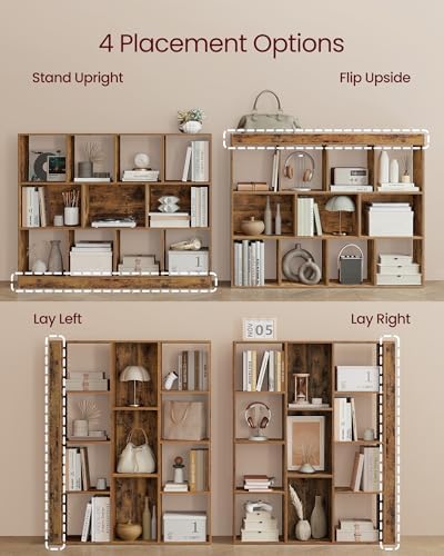 VASAGLE Bookshelf, 11 Cubes Storage Organizer, 49.6 x 9.5 x 39.4 Inches - Image 5