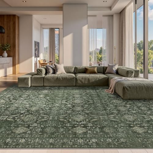 Rugxara Green 10x14 Area Rugs for Living Room Bedroom Large Washable Rug - Image 3
