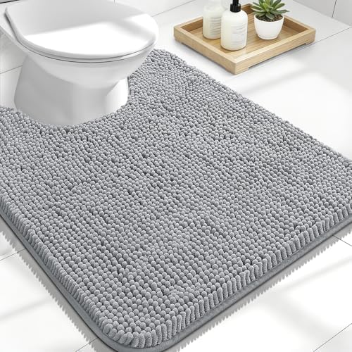OLANLY Toilet Rugs U-Shaped 24x20, Soft Absorbent Chenille Contour Rugs by OLANLY