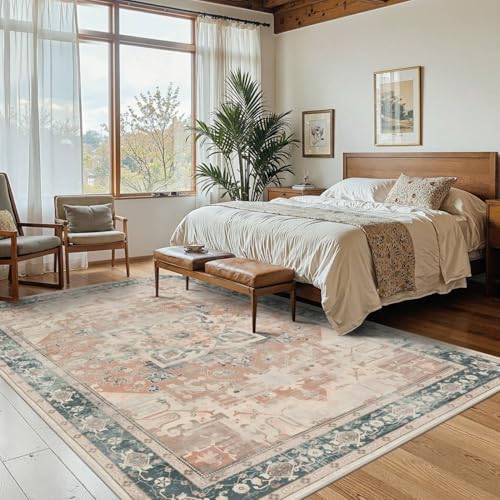 Rugxara 6X9 Boho Rug,Large Washable Area Rugs for Living Room, Coral - Image 4