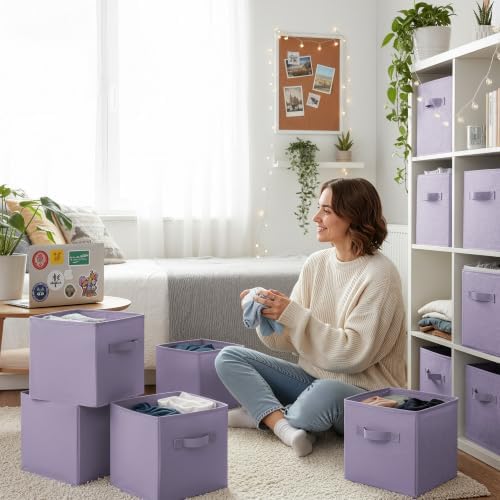 GRANNY SAYS 11 Inch Cube Storage Bins, Lavender Purple, 8-Pack - Image 7