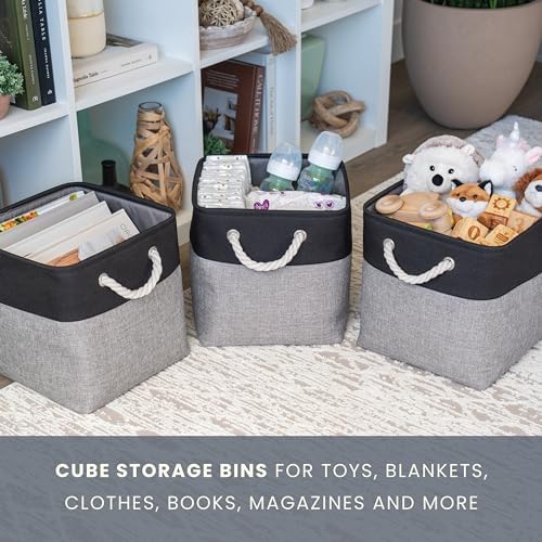 OrganiHaus 12x12 Cube Storage Bins, 4-Pack Fabric Cubes, Rope Handles - Image 5