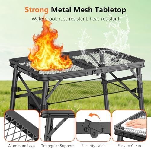 Raynesys Portable Folding Grill Table for Outside for Picnic, Camping - Image 5