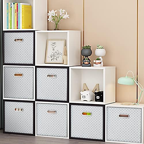 Fabric Cloth Storage Bins,Fabric Cube Organizer with Dual Handles Foldable Cube Storage Baskets for Home Bedroom Storage,Set of 6,（Light Grey） - Image 6