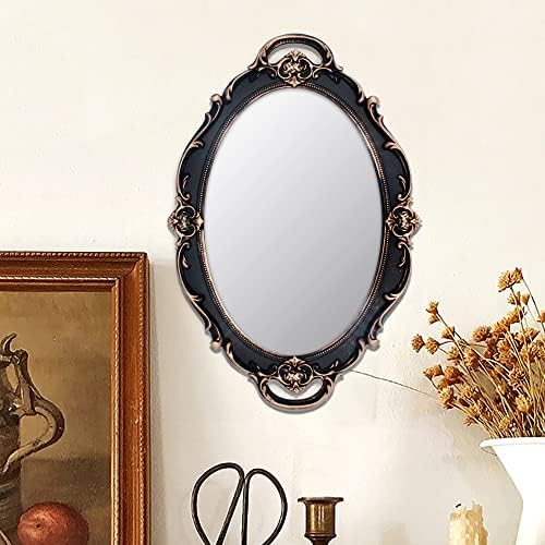 YCHMIR Vintage Mirror Small Wall Mirror Hanging Mirror 14.5 x 10 inchs Oval Brown - Image 3